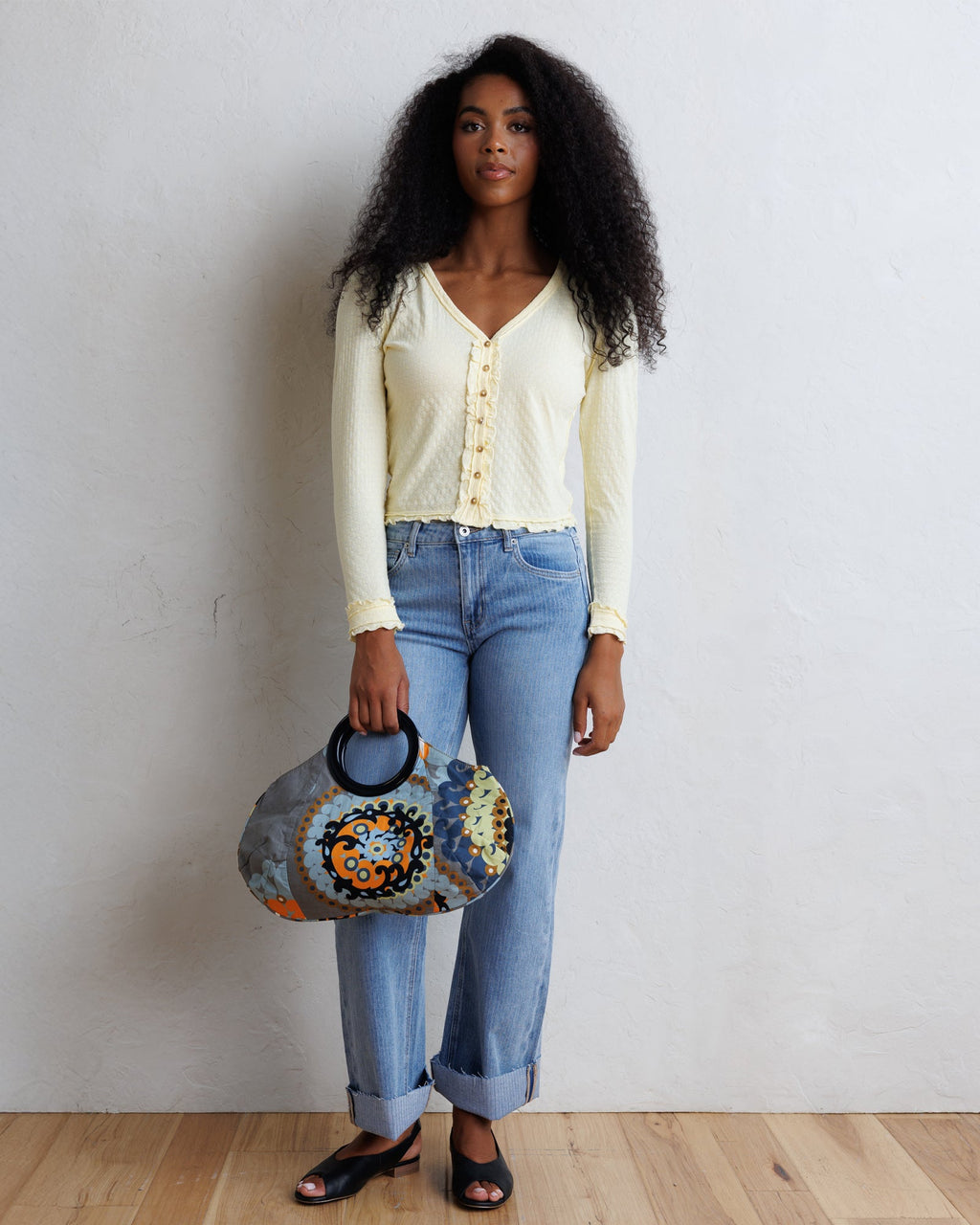 Mid-Rise Wide Stripe Jeans