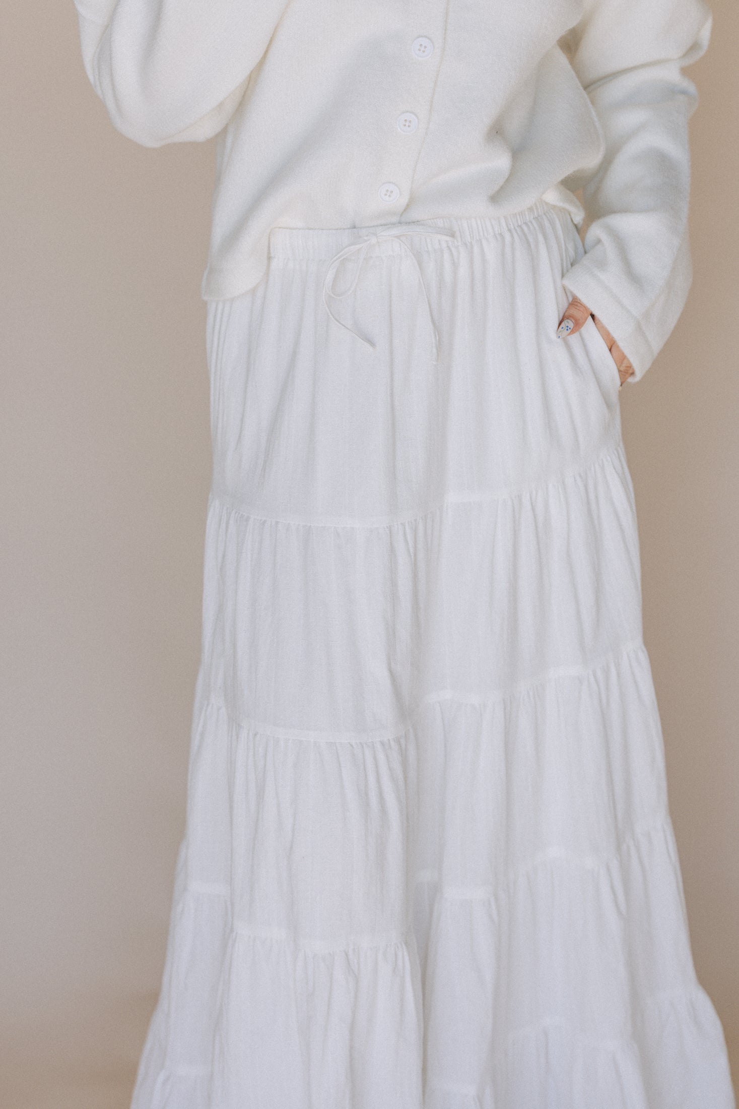 Lexi LDS Temple Skirt in White