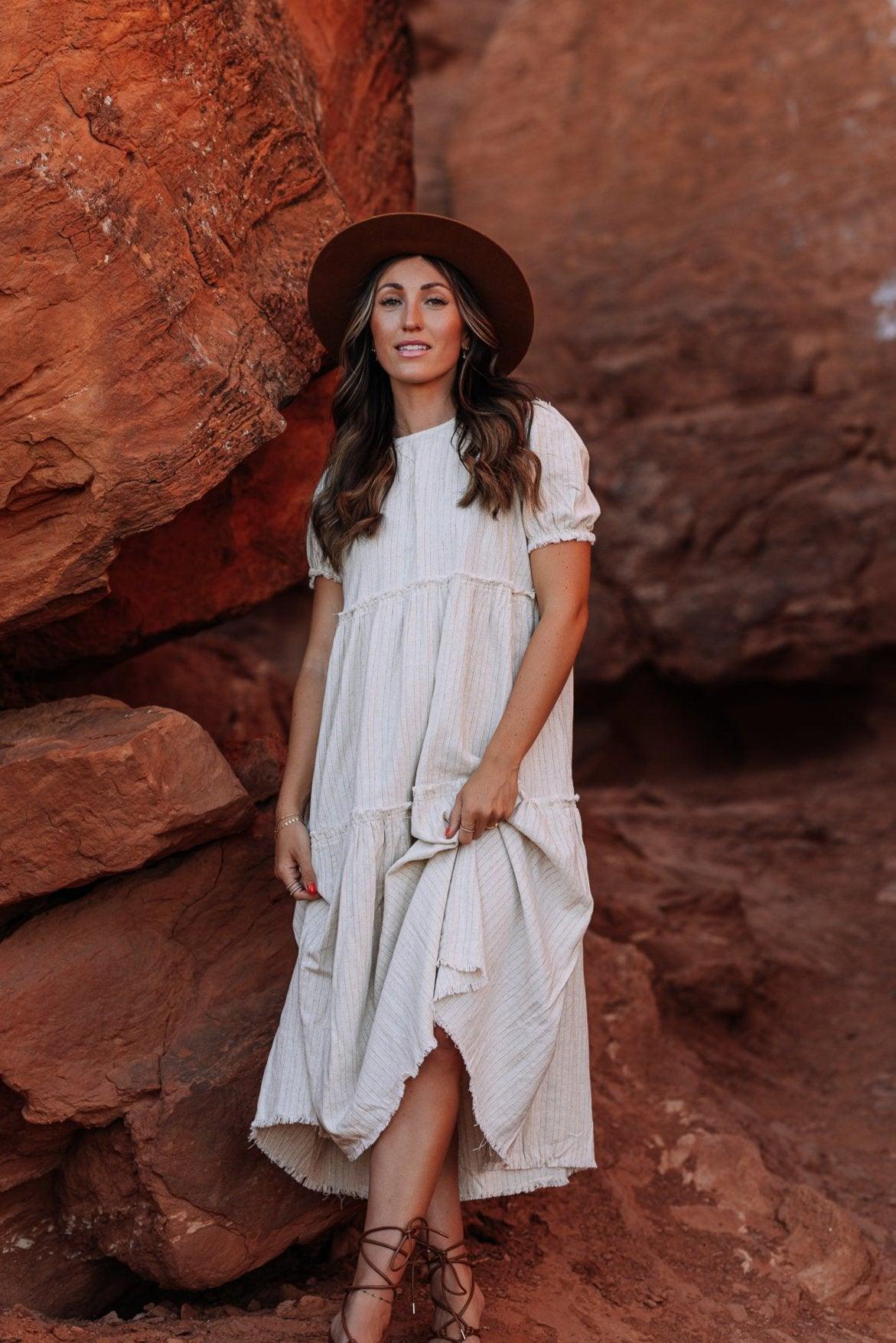 Ilia Cotton Midi Dress In Taupe