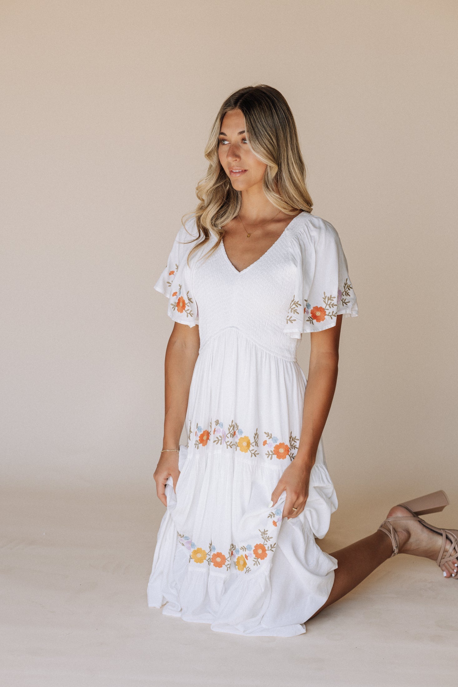 Sicily Embroidered Midi Dress