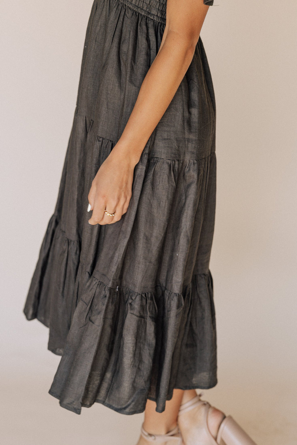 Tayla Linen Cotton Dress in Black