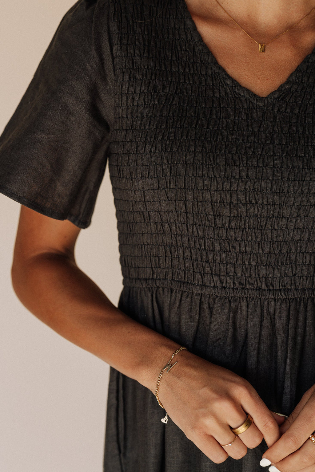 Tayla Linen Cotton Dress in Black