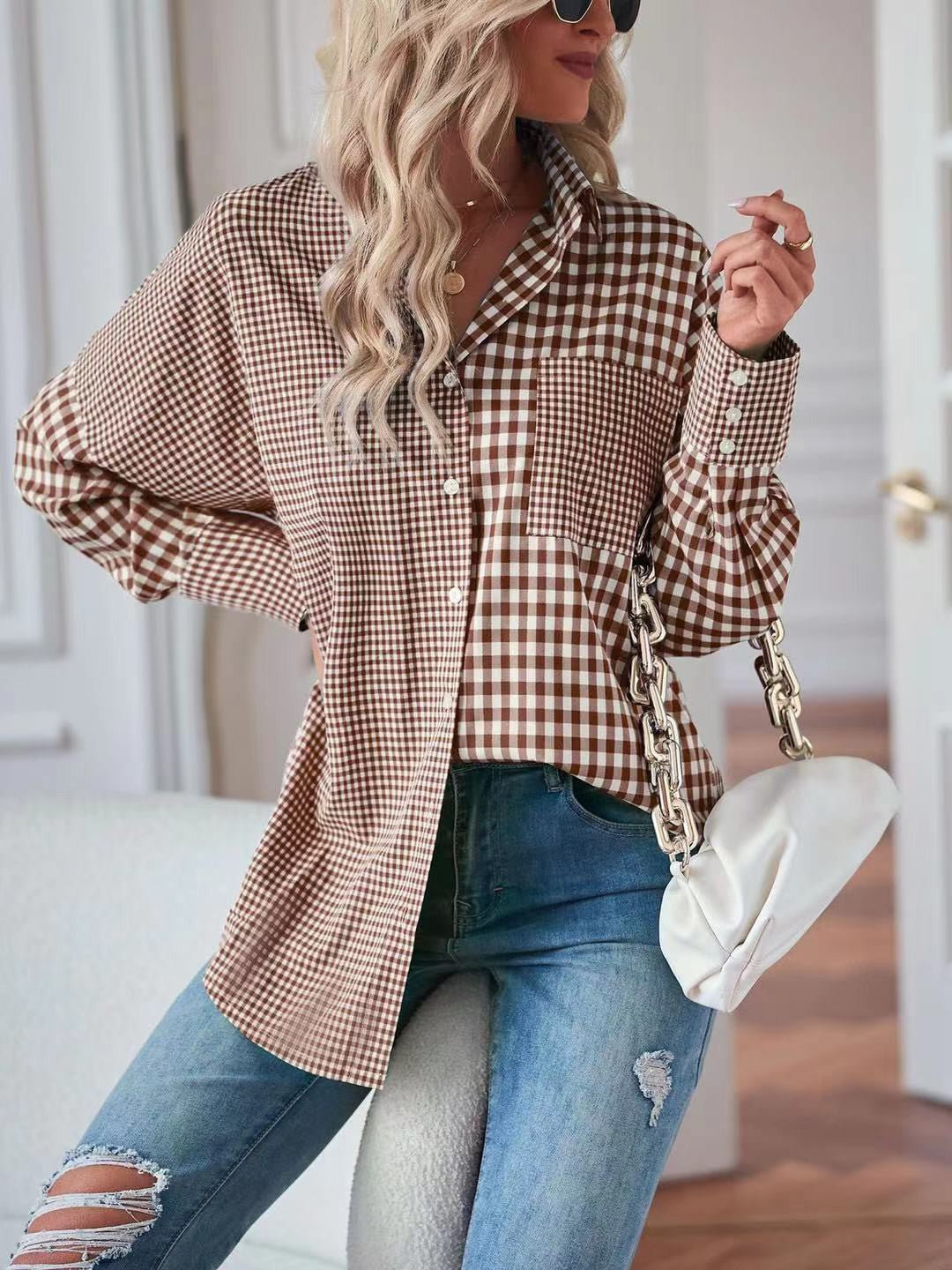 Miss Sparkling Plaid Button Up Top