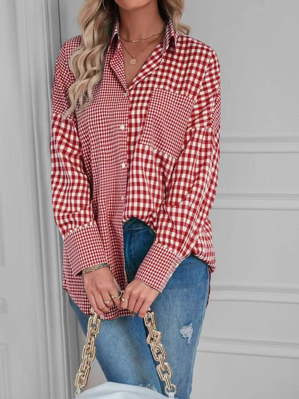 Miss Sparkling Plaid Button Up Top