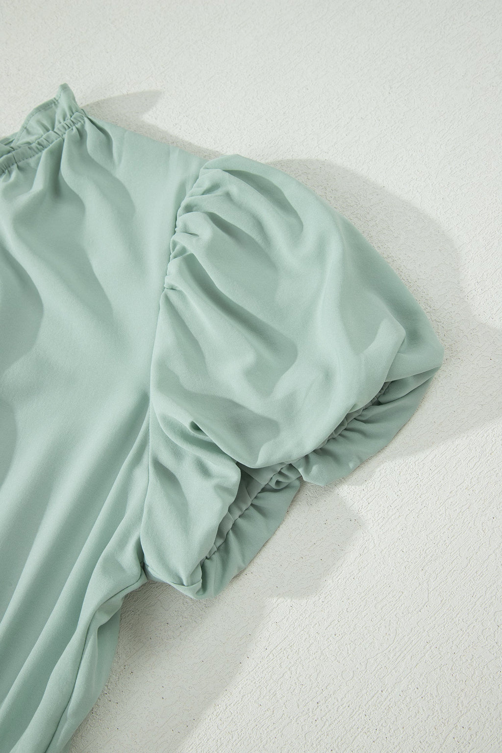 Solid V-Neck Short Puff Sleeve Tiered Maxi Dress in Pink or Aqua