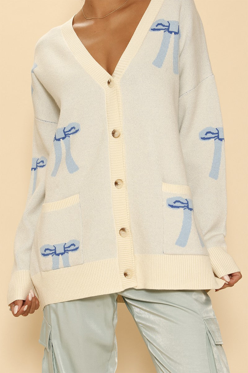 Miss Sparkling All Over Bow Knit Cardigan