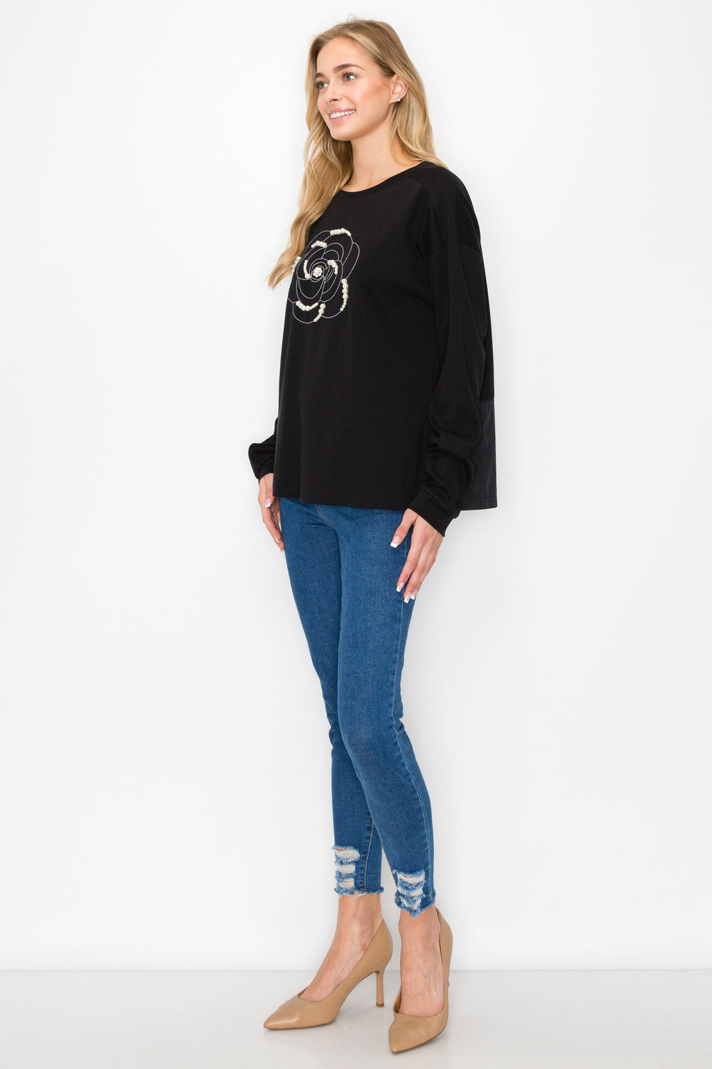 Rachel Top with Embroidery & Pearls