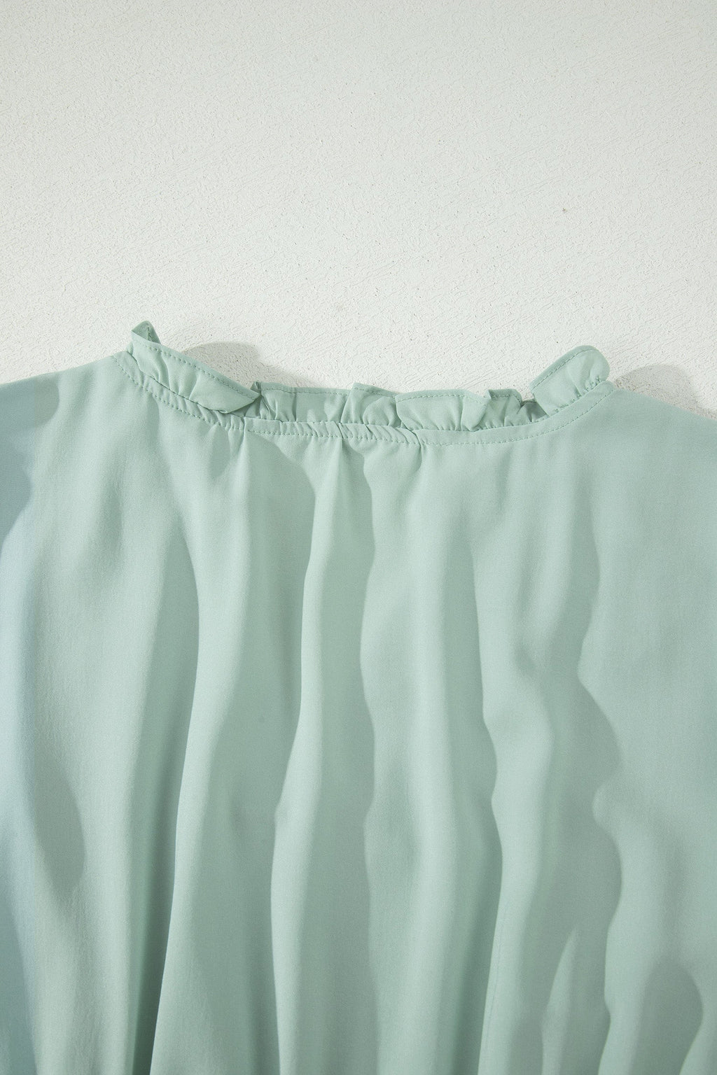 Solid V-Neck Short Puff Sleeve Tiered Maxi Dress in Pink or Aqua