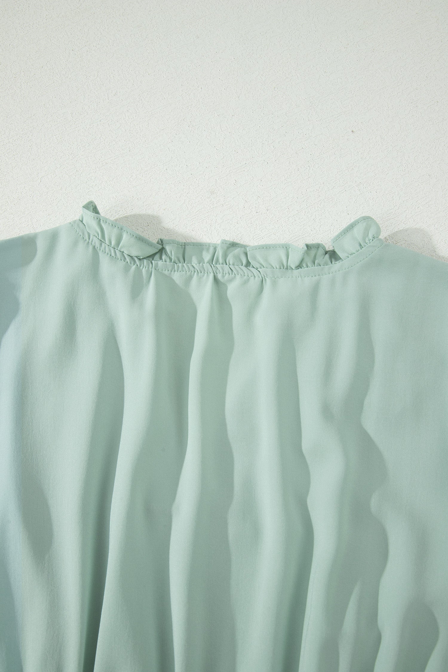 Solid V-Neck Short Puff Sleeve Tiered Maxi Dress in Pink or Aqua