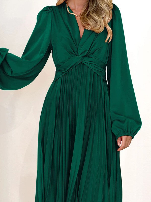 Miss Sparkling Pleated Long Sleeve Dress
