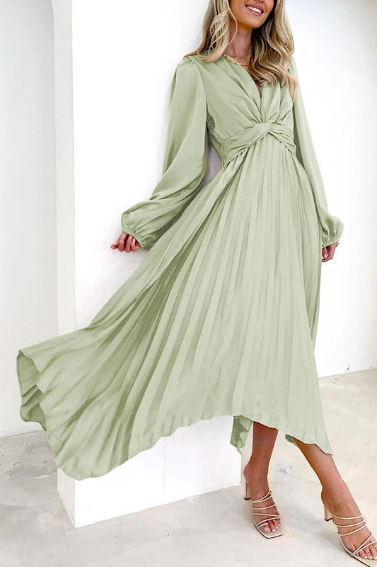 Miss Sparkling Pleated Long Sleeve Dress