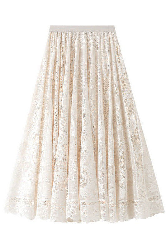 Miss Sparkling Lace Chiffon Midi Skirt