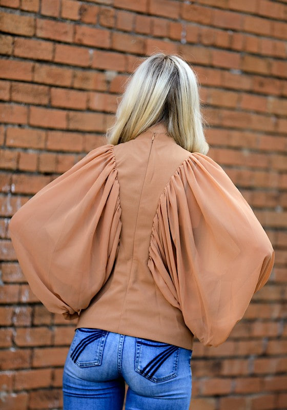 Miss Sparkling Puff Mesh Long Sleeve Top