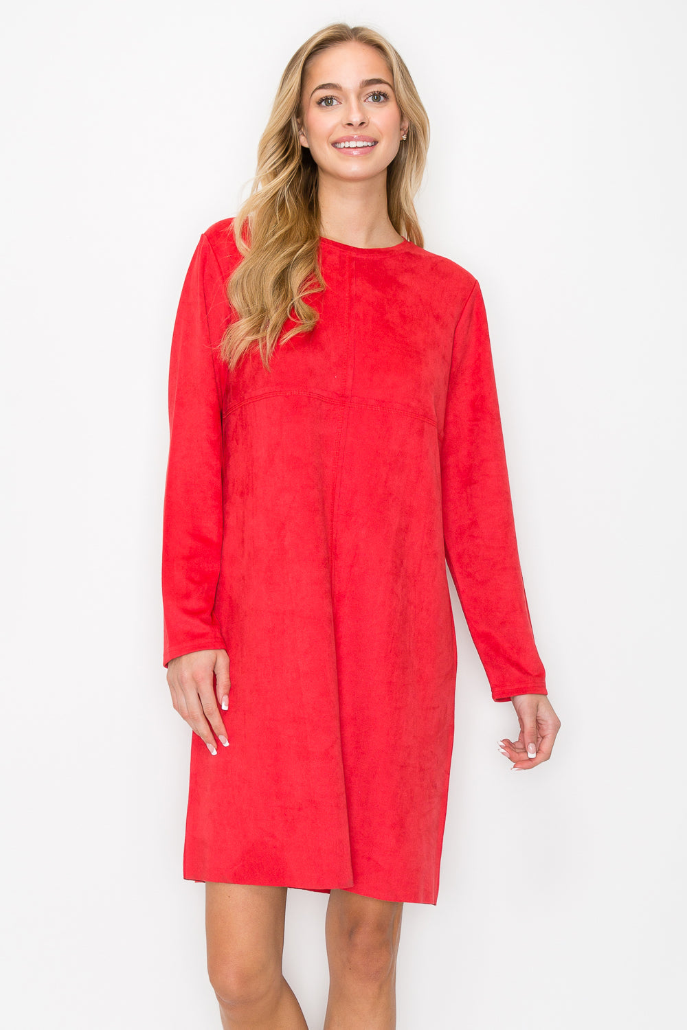 Aurora Suede Round Neck Dress with Pockets