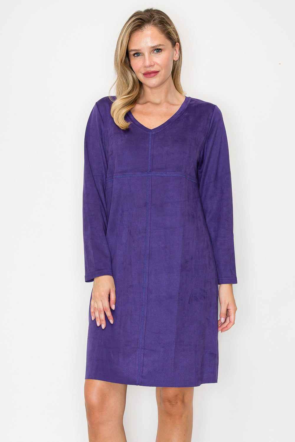 Aurora Suede V-neck Dress Without Pockets