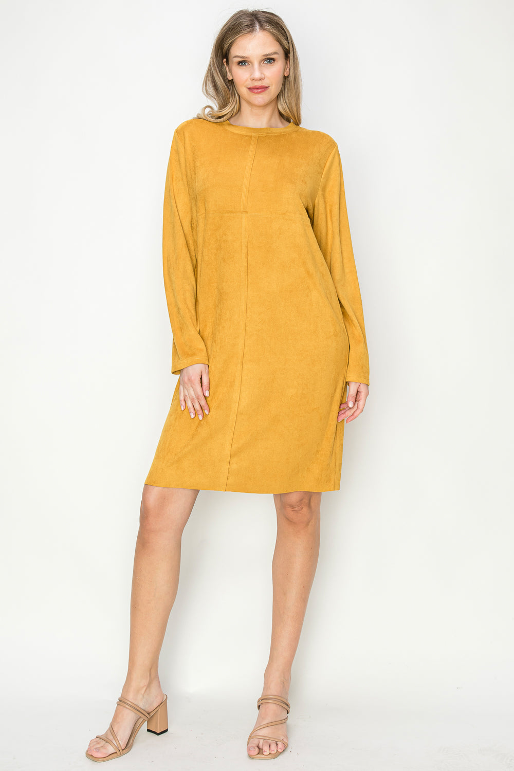 Aurora Suede V-neck Dress Without Pockets