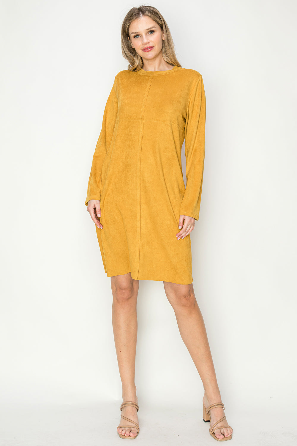 Aurora Suede V-neck Dress Without Pockets