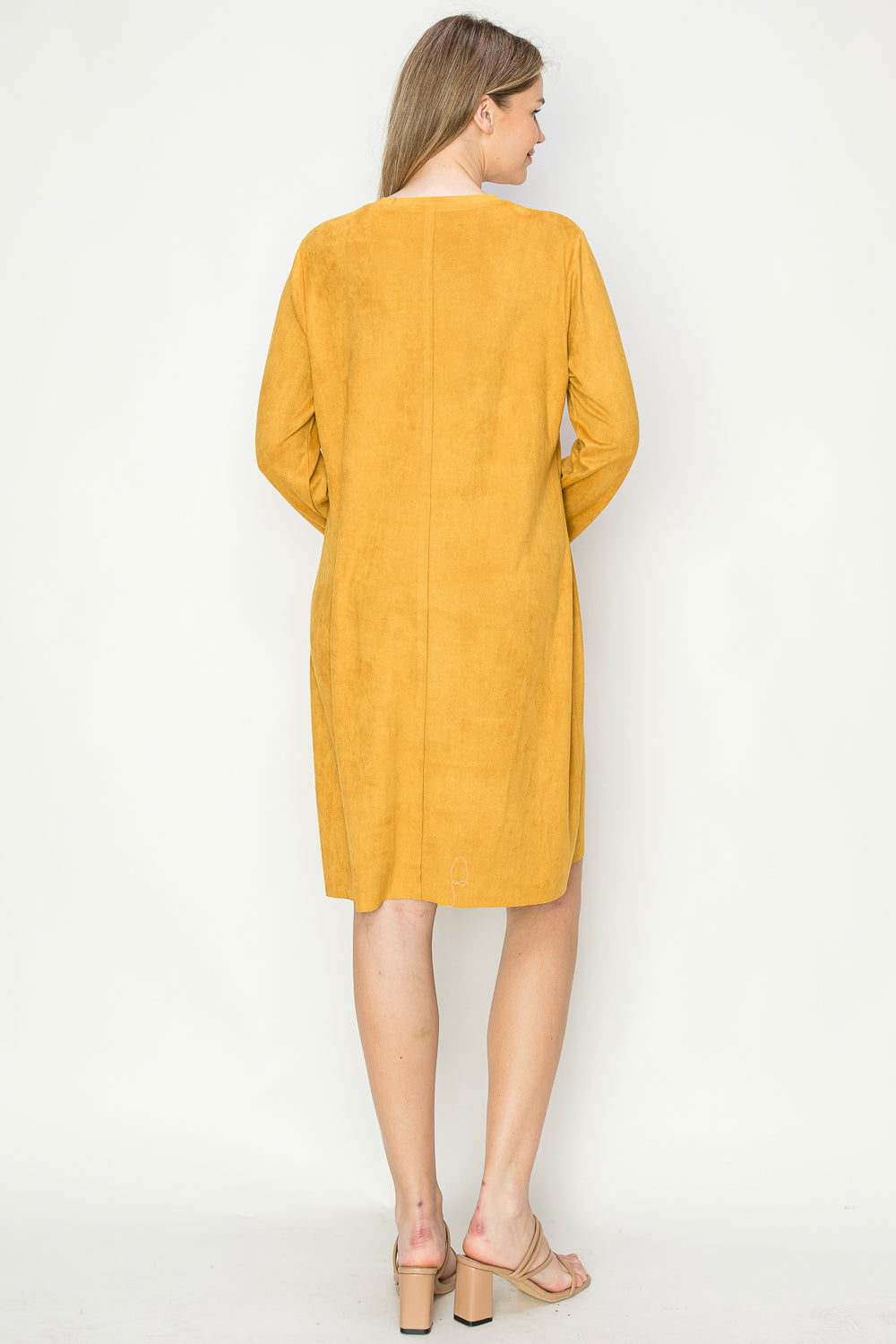 Aurora Suede V-neck Dress Without Pockets