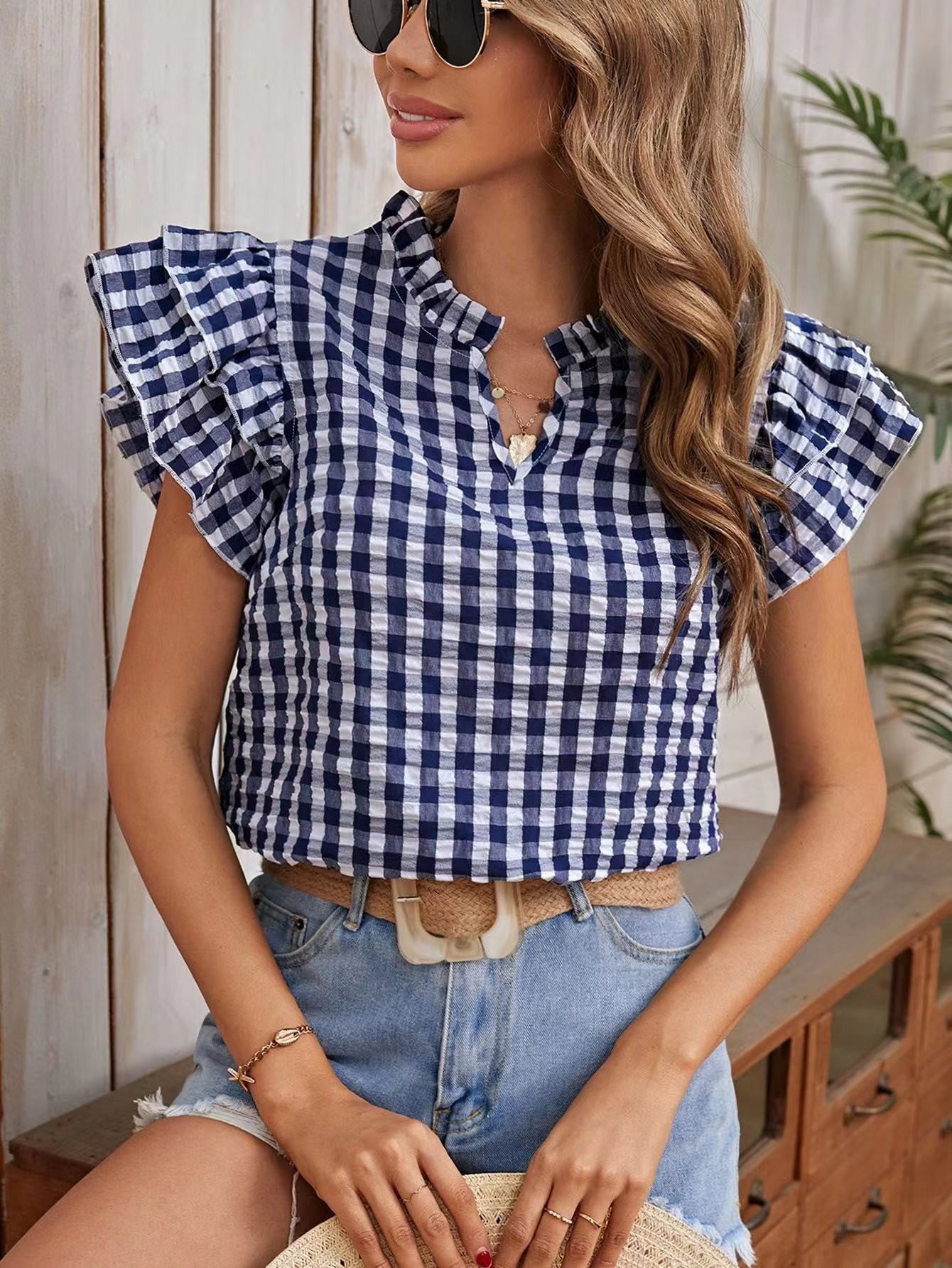 Miss Sparkling Gingham Blouse