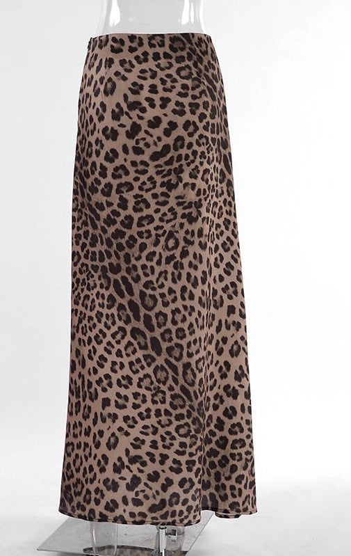Miss Sparkling Leopard Print Midi skirt