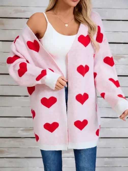 Miss Sparkling Open Front Heart Cardigan