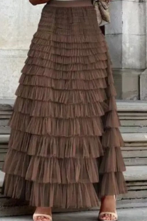 Miss Sparkling Ruffled Maxi Skirt