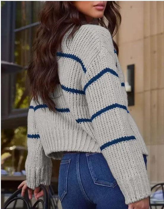 Miss Sparkling Striped Knit Sweater