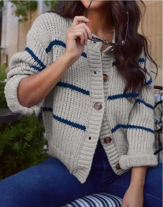 Miss Sparkling Striped Knit Sweater