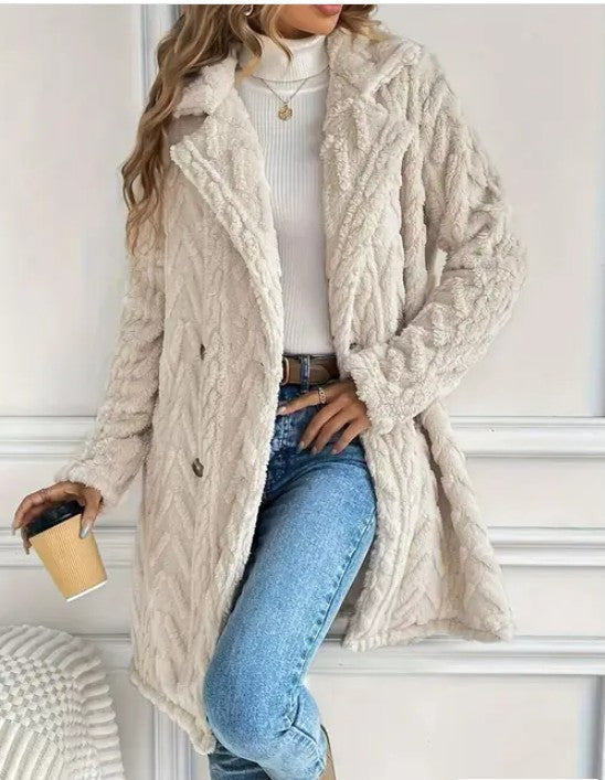 Miss Sparkling Houndstooth Pattern  Fleece Coat