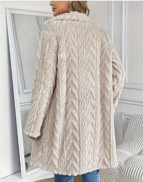 Miss Sparkling Houndstooth Pattern  Fleece Coat