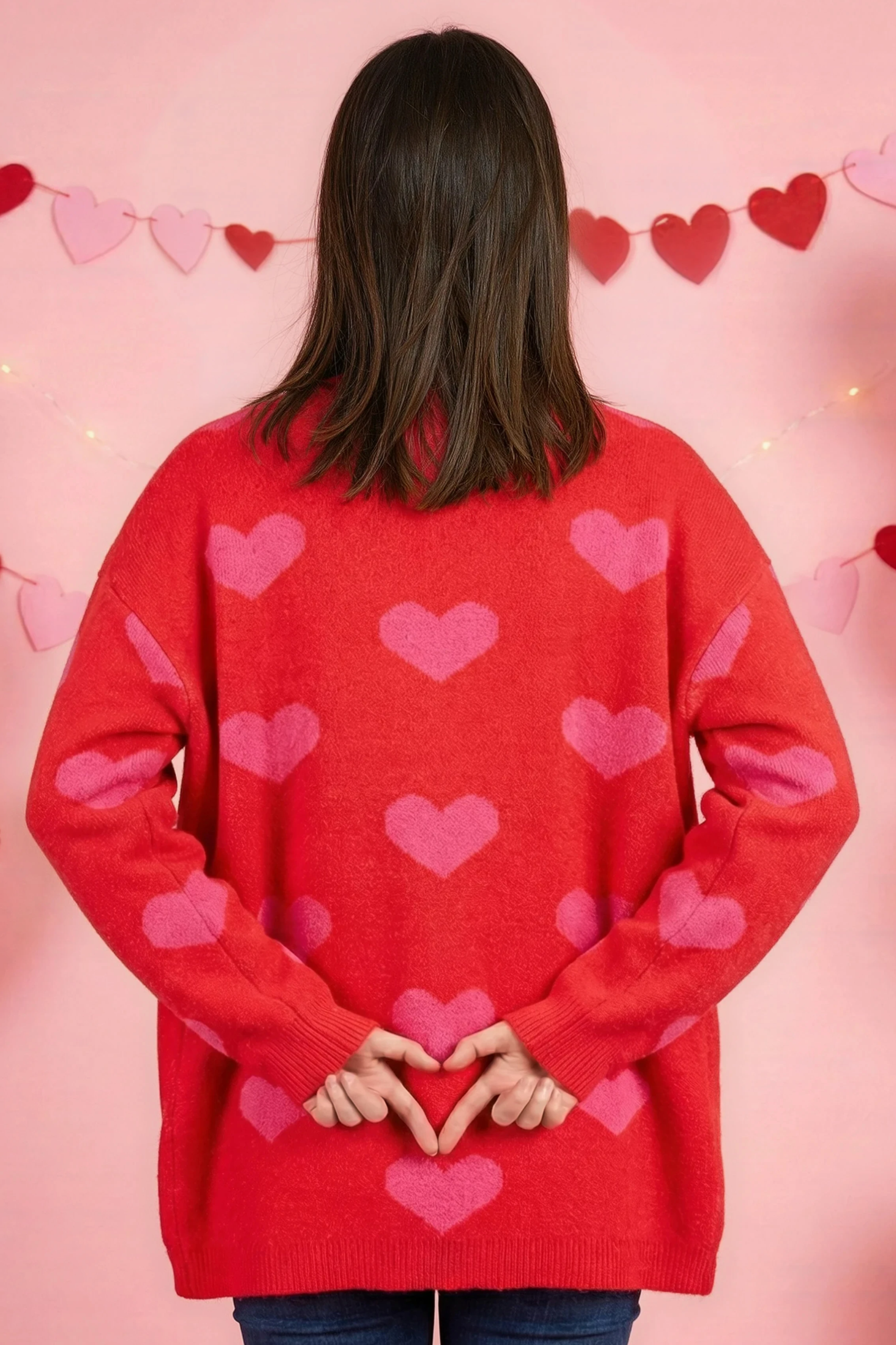 Miss Sparkling Open Front Heart Cardigan