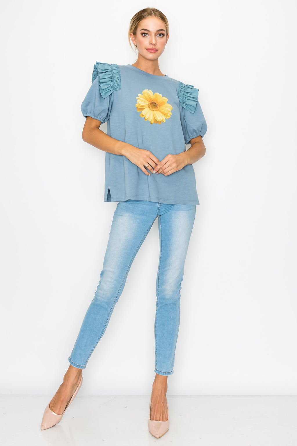 Kenna Prima Cotton Knit & Sunflower with Gold Sparkling Studs