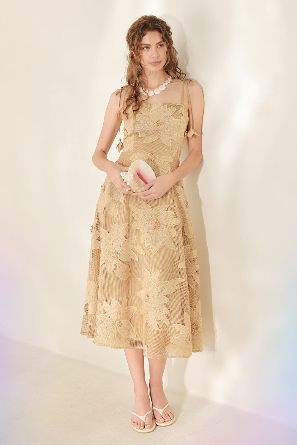 Flying Tomato Sandy Bloom Floral Woven Lace Midi Dress