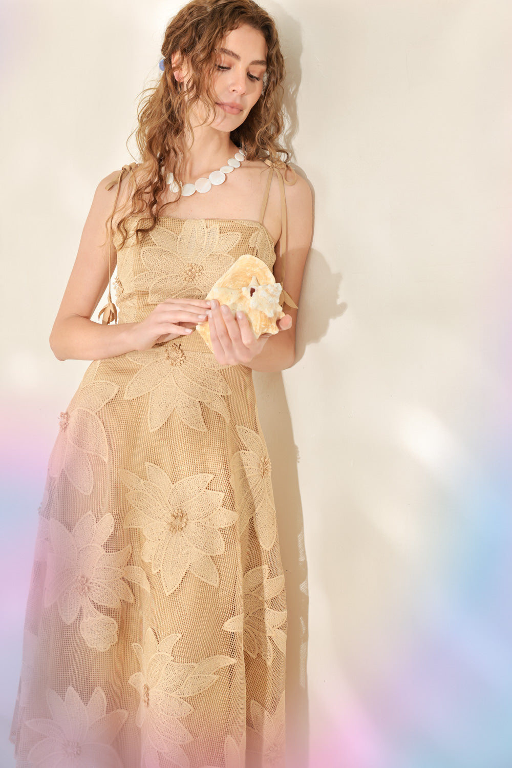 Flying Tomato Sandy Bloom Floral Woven Lace Midi Dress