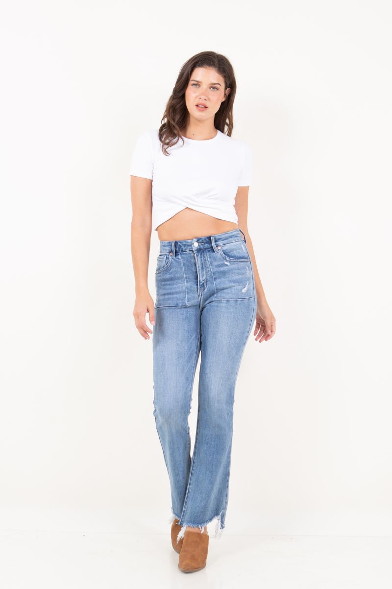 Artemis Vintage | Mesh Tummy Control High Rise Holly Flare Jeans