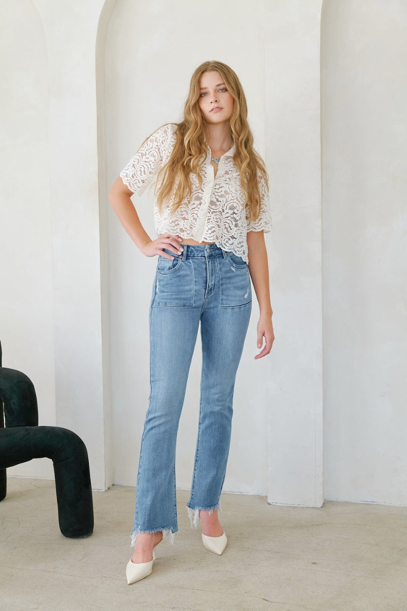 Artemis Vintage | Mesh Tummy Control High Rise Holly Flare Jeans