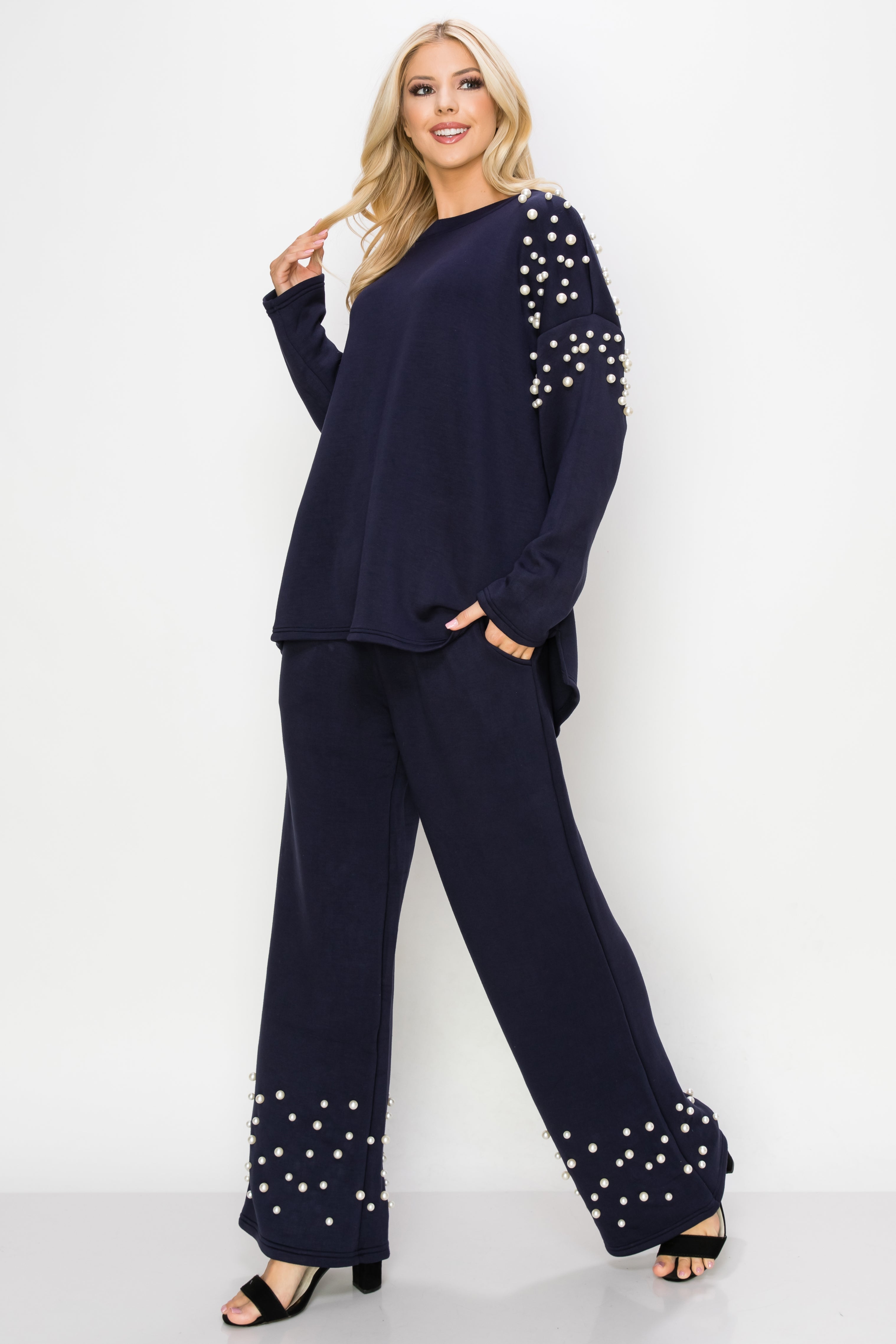 Fiona Stretch French Scuba Pearl Top