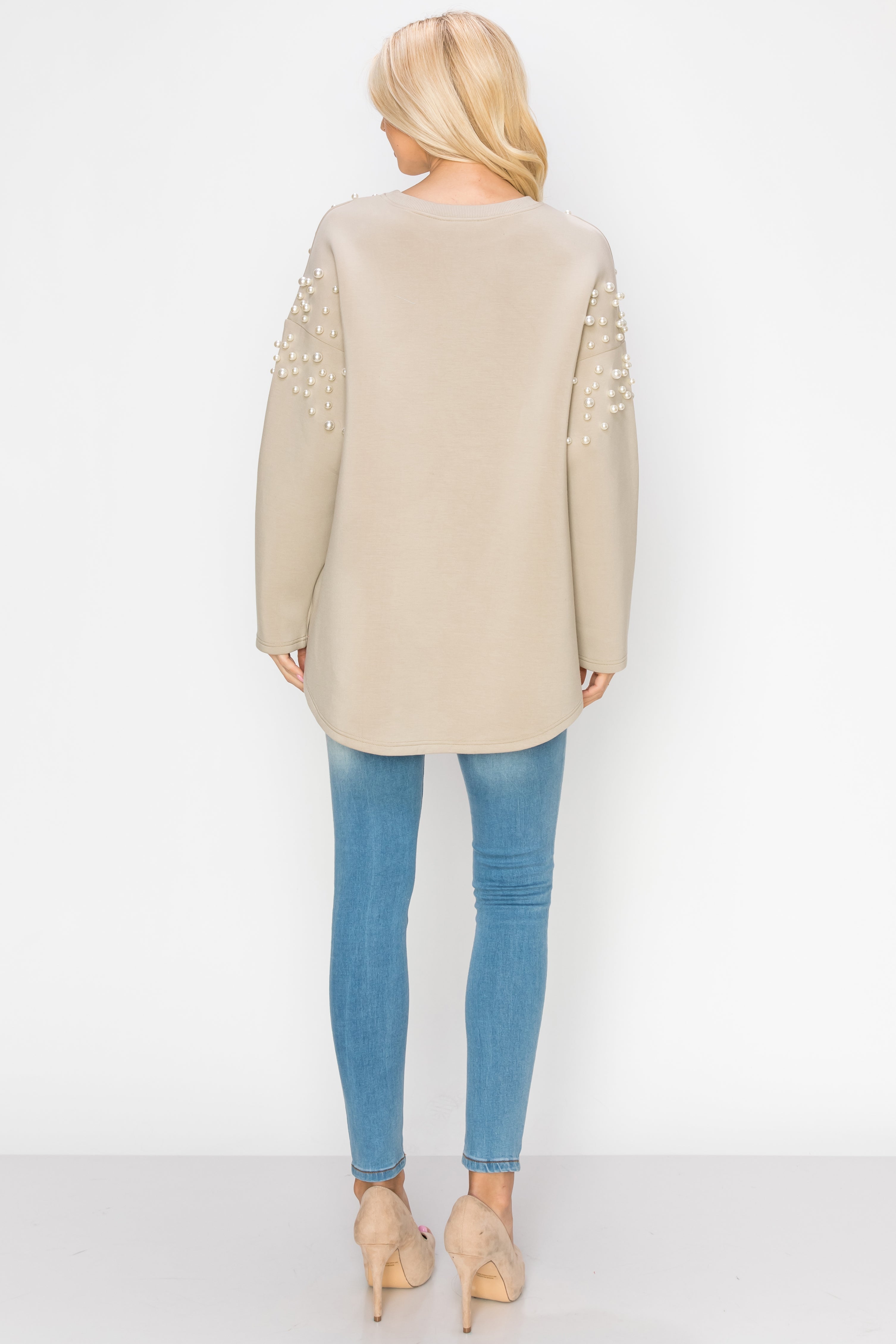 Fiona Stretch French Scuba Pearl Top