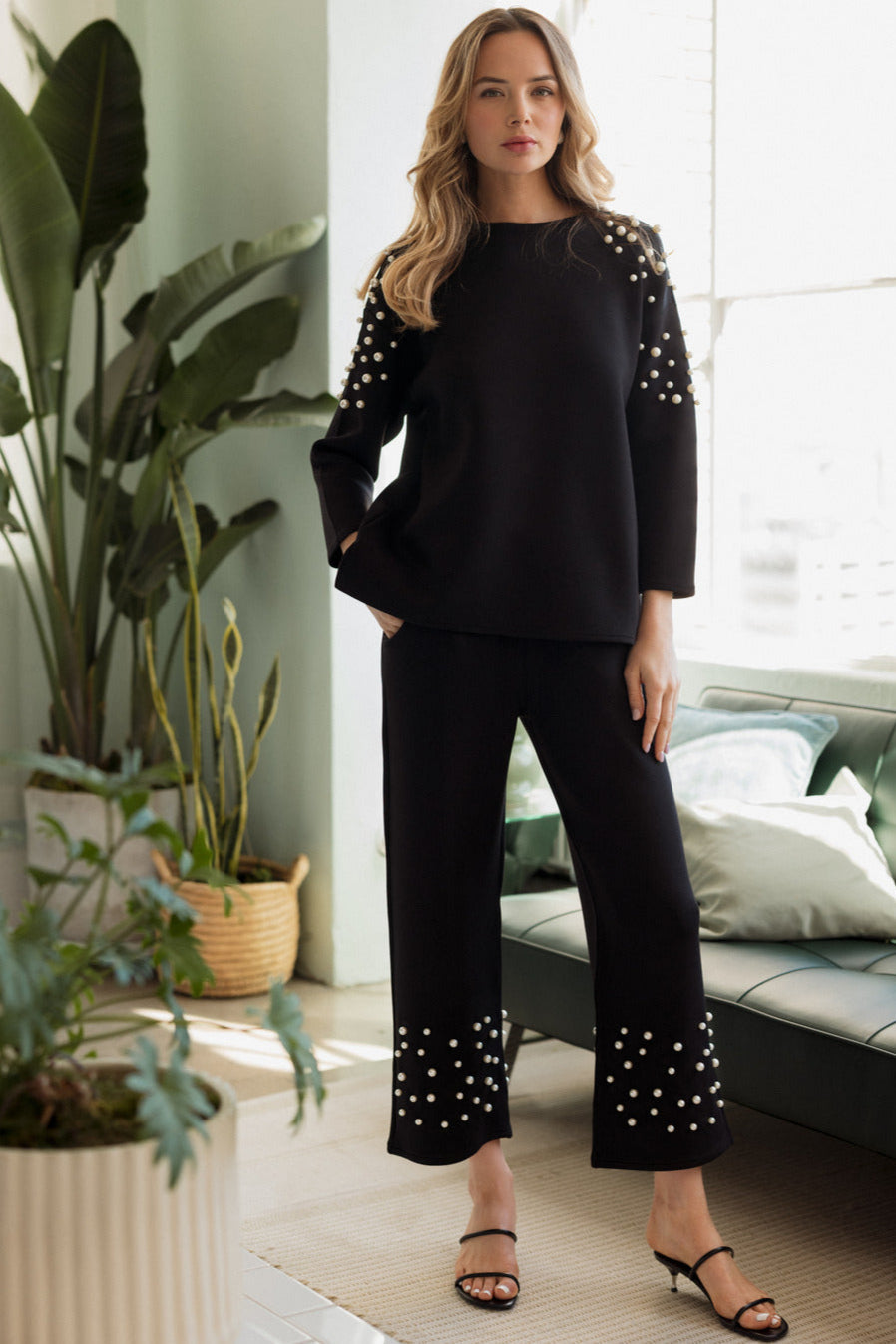 Fiona Stretch French Scuba Pearl Top