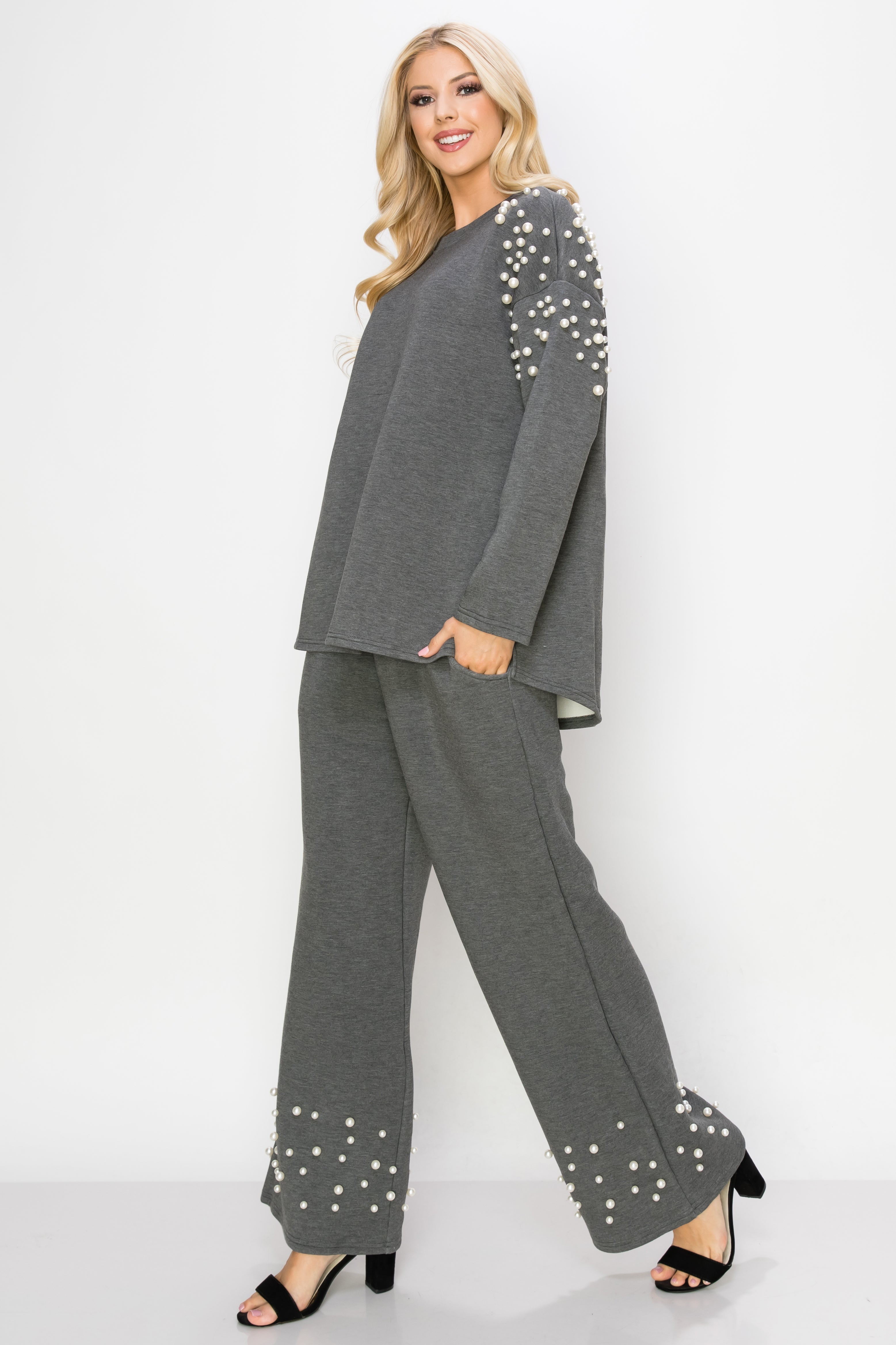 Fiona Stretch French Scuba Pearl Top