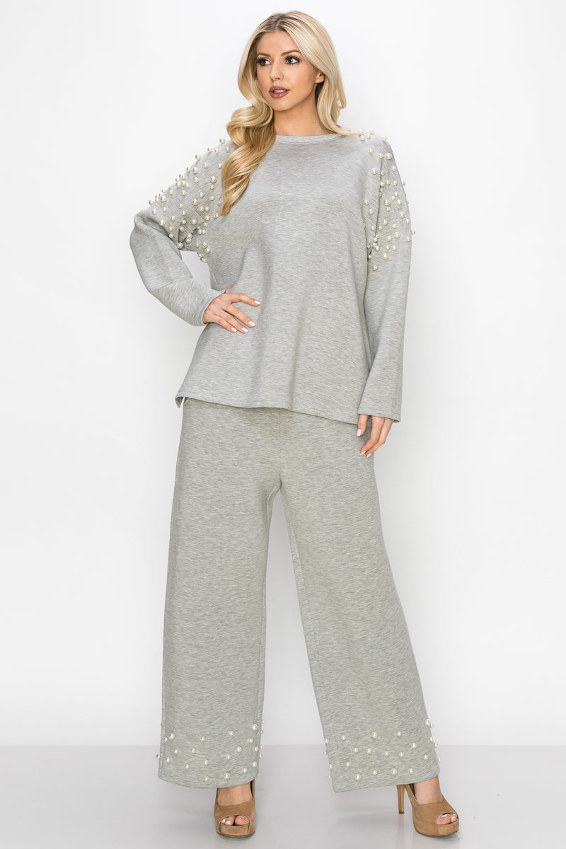 Fiona Stretch French Scuba Pearl Top