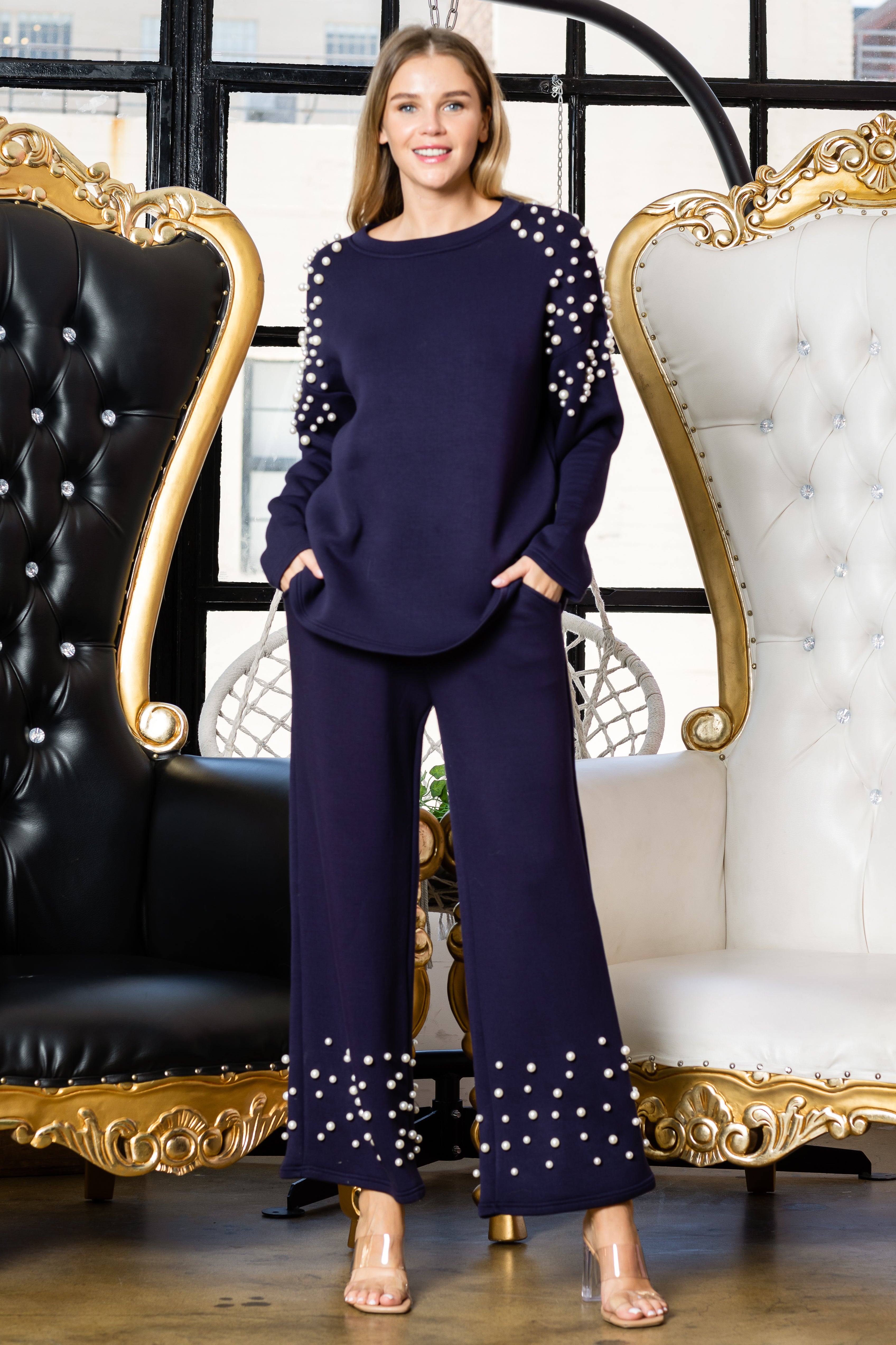 Fiona Stretch French Scuba Pearl Top