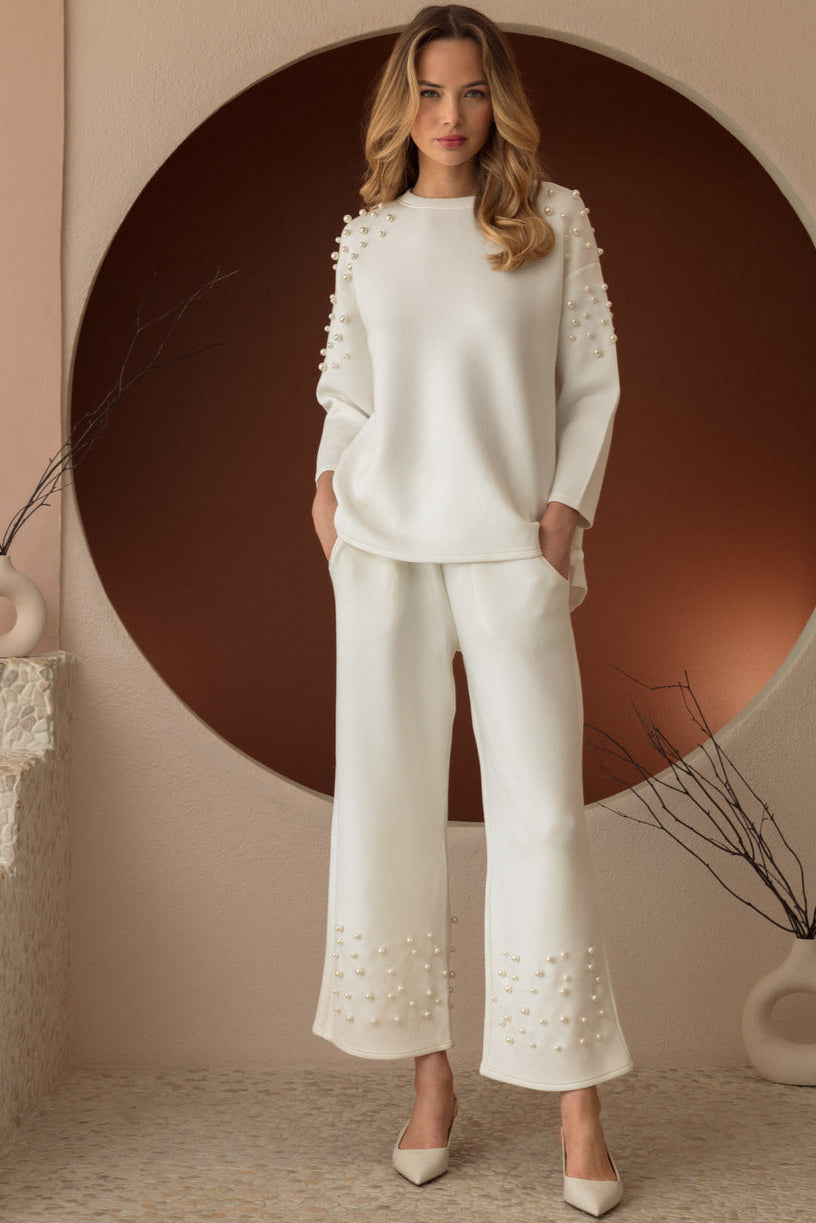 Fiona Stretch French Scuba Pearl Top