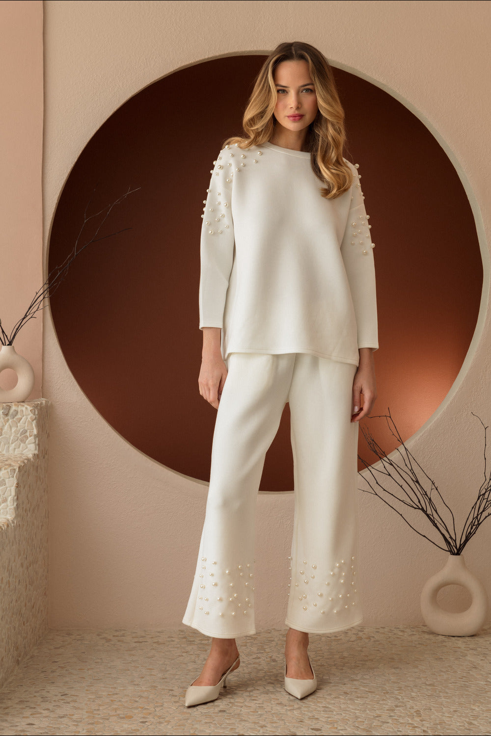 Faith Stretch French Scuba Pearl Pant