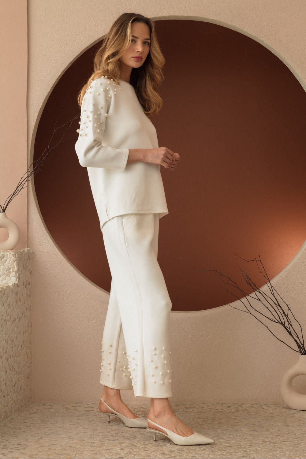 Faith Stretch French Scuba Pearl Pant