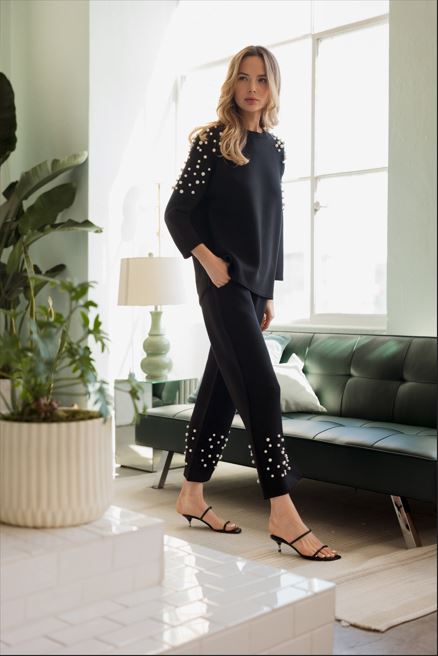 Fiona Stretch French Scuba Pearl Top