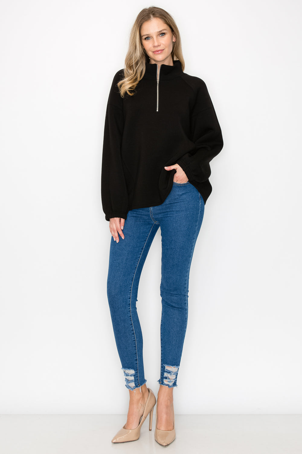 Fatima Stretch French Scuba Pullover