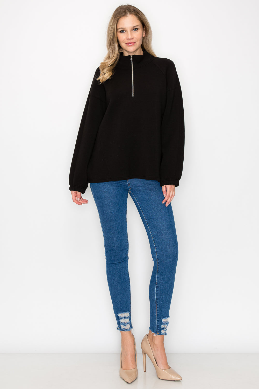 Fatima Stretch French Scuba Pullover