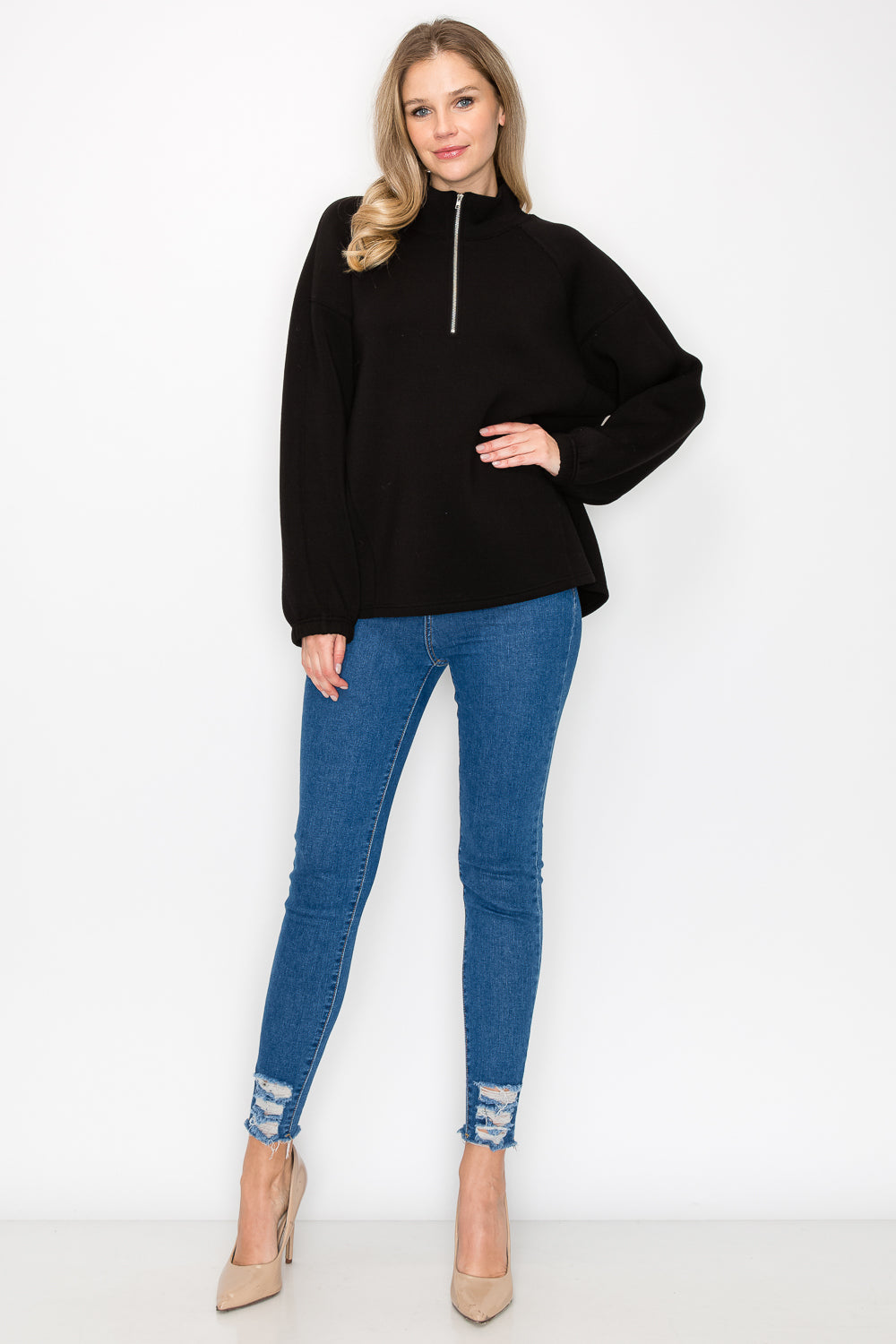 Fatima Stretch French Scuba Pullover