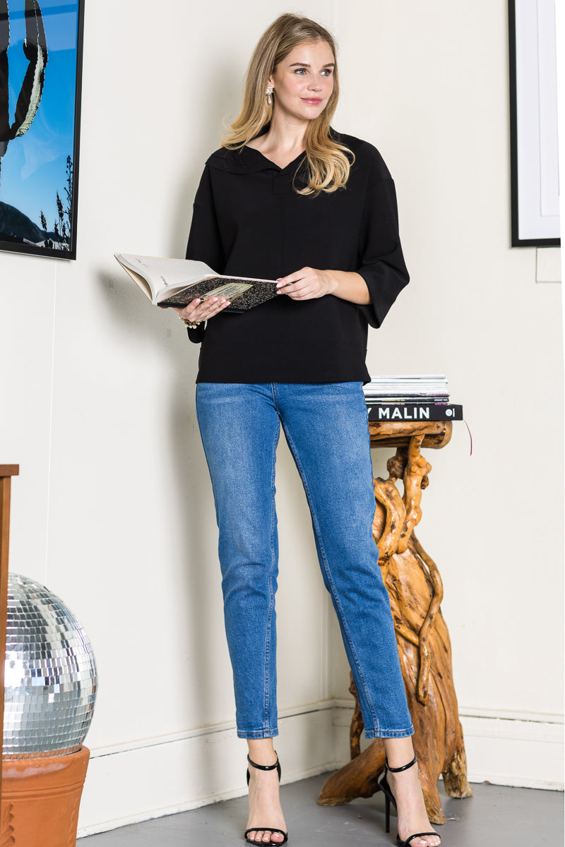 Kourtney Stretch Crepe Knit Top